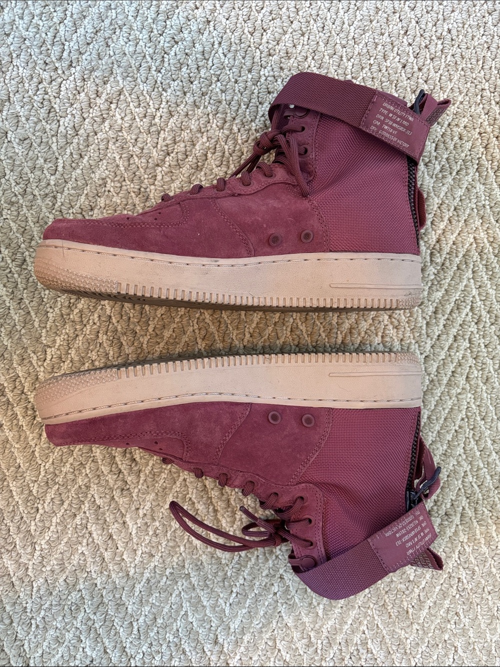 Nike Special Field Air Force 1 High Top Sneakers - Burgundy with Gum Sole - Picture 5 of 5